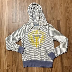 Y2K American Eagle Striped New York Puff Print Hoodie Womens XS White Purple